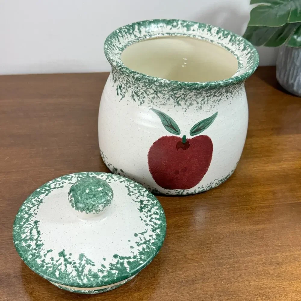 Vintage 80s Apple Cookie Jar Canister Small 6